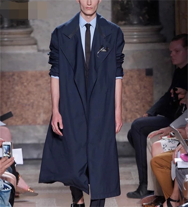 

Men' Trench Coats Windbreaker 2023 Spring And Autumn Big Brand Japanese Leisure Long Thin Slim Fit Large Loose Coat 230413, Blue