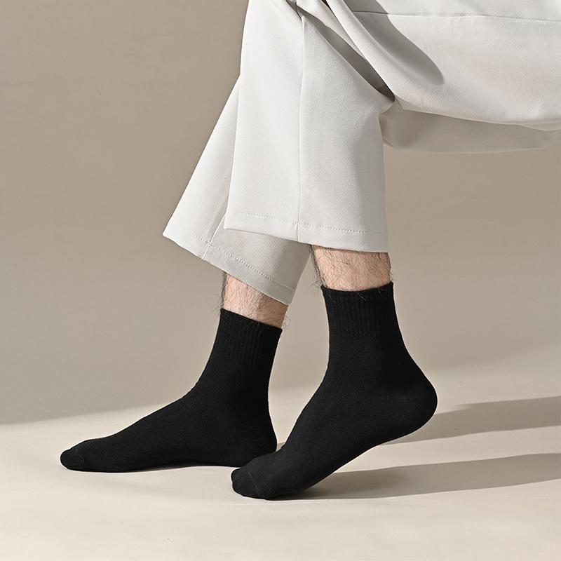 

Men's Socks Absorbing Sweat Plain Solid Color Men Cotton Short Middle Tube, 10