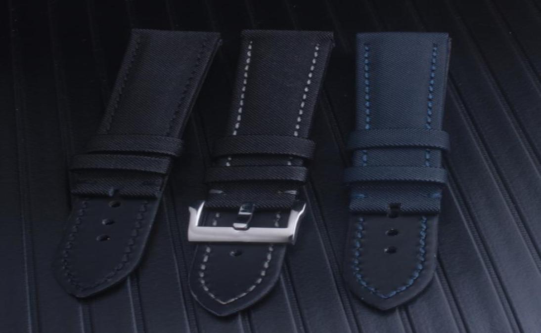 

High Quality Men black Blue Waterproof watchband Diving Silicone Rubber Watch Fifty Fathoms Navy Blue Sailcloth Sail Strap Band 233369459