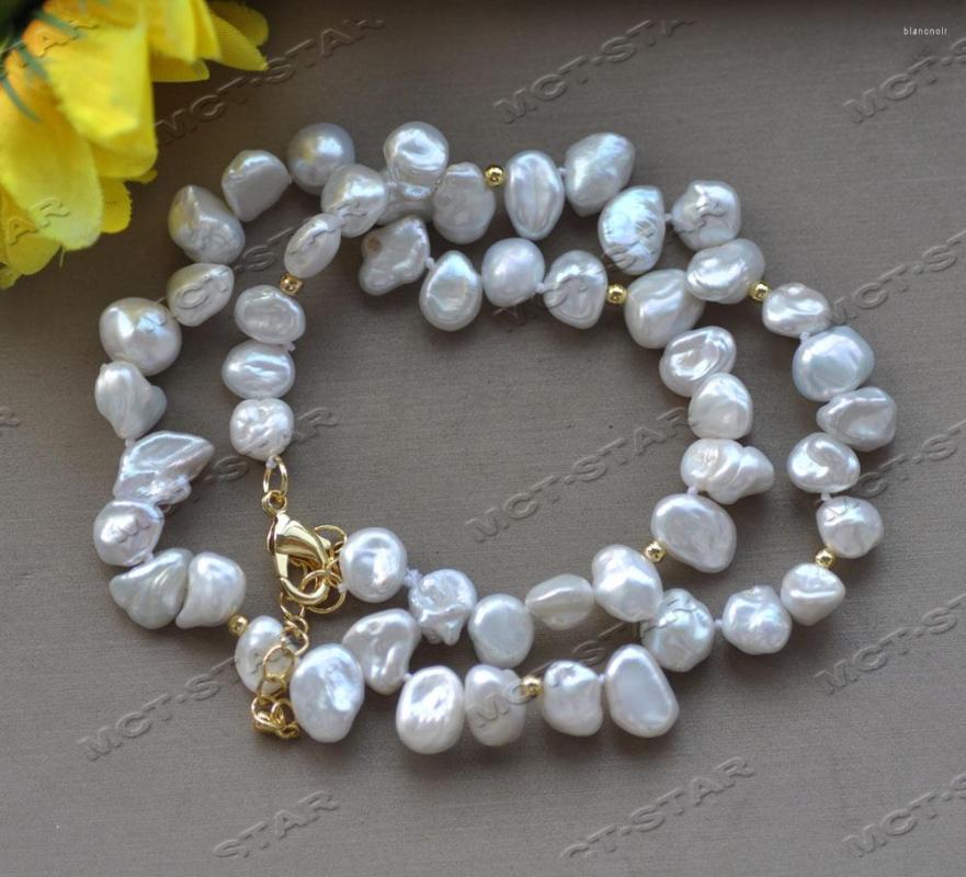 

Pendant Necklaces Z12443 19" 10mm White Baroque Lamina Keshi Pearl Necklace