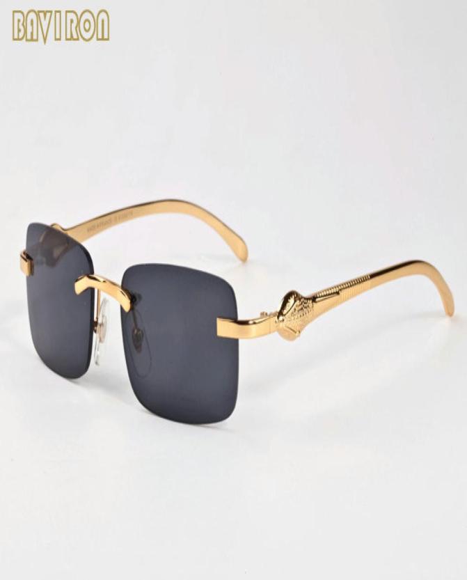 

2020 new mens fashion sunglasses gold frames rimless sunglasses man womens buffalo horn glasses with boxes lunettes gafas de sol1207494