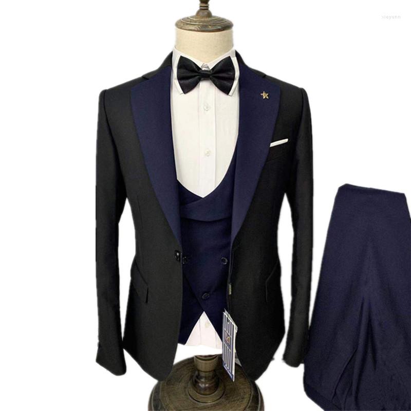 

Men's Suits 3 Pcs Set Blazers Jacket Pants Vest / 2023 Fashion Men Casual Boutique Business Slim Irregular Suit Coat Trousers Waistcoat, Sky blue