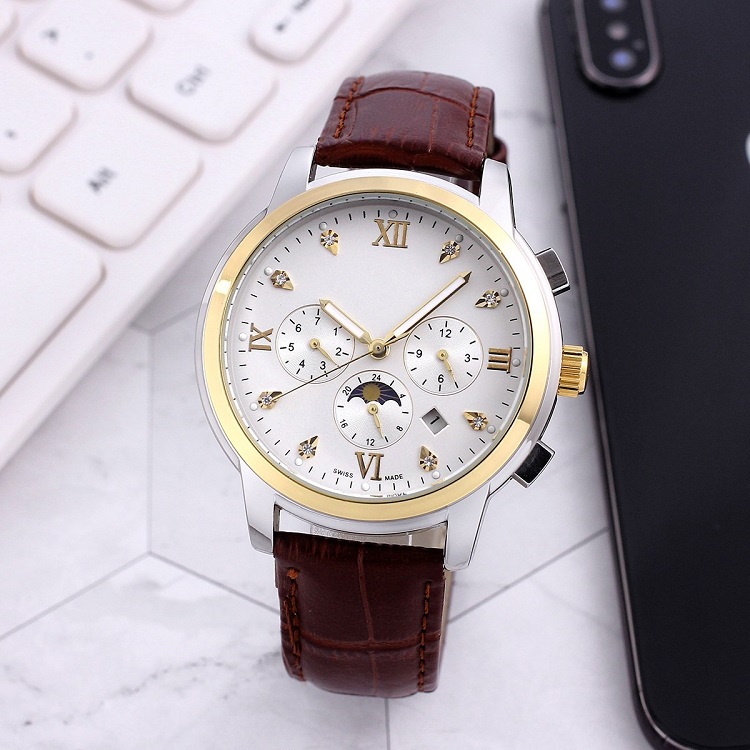 

Longin WristWatches for men 2023 New mens Watches 40mm Six needles Automatic mechanical Watch Top Luxury Brand leather Strap moon Phase men Fashion Montre de luxe