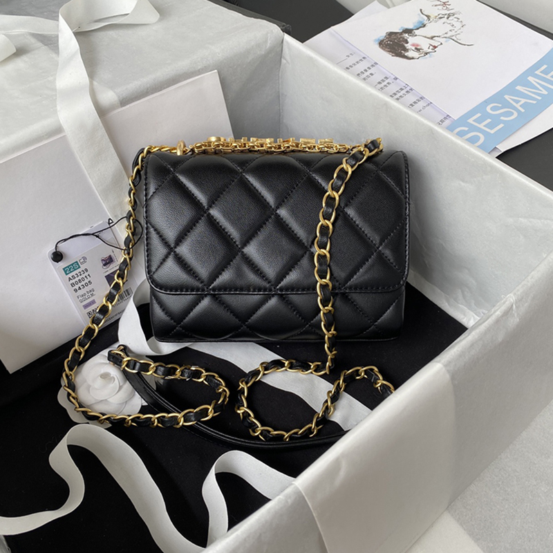 

Designer Flap Bags Luxury Chain Bag 18CM Genuine Leather Messenger Bag High Imitation Shoulder Bag With Box ZC295