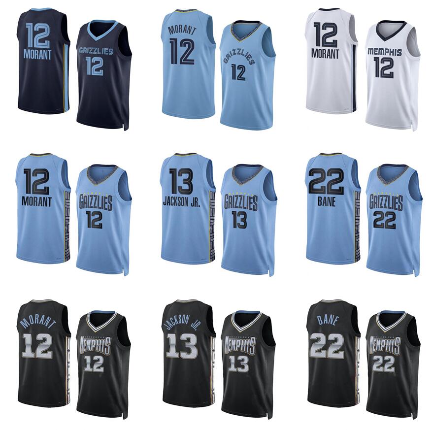 

Ja Morant Basketball jerseys Bane Jackson S-XXL 2022-23 white blue Men Women kids city jersey, With logo