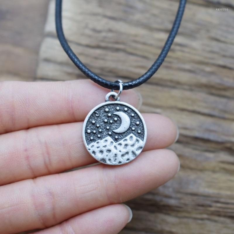 

Pendant Necklaces 12pcs Fashion Moon Mountain Necklace Camping Jewelry Adventurer Christmas Gift