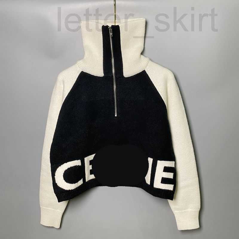 

Two Piece Dress designer~Autumn and Winter New Advanced Design Letter Jacquard Half Zipper High Collar Contrast Knitted Top Fashion Trend GCFV, White2