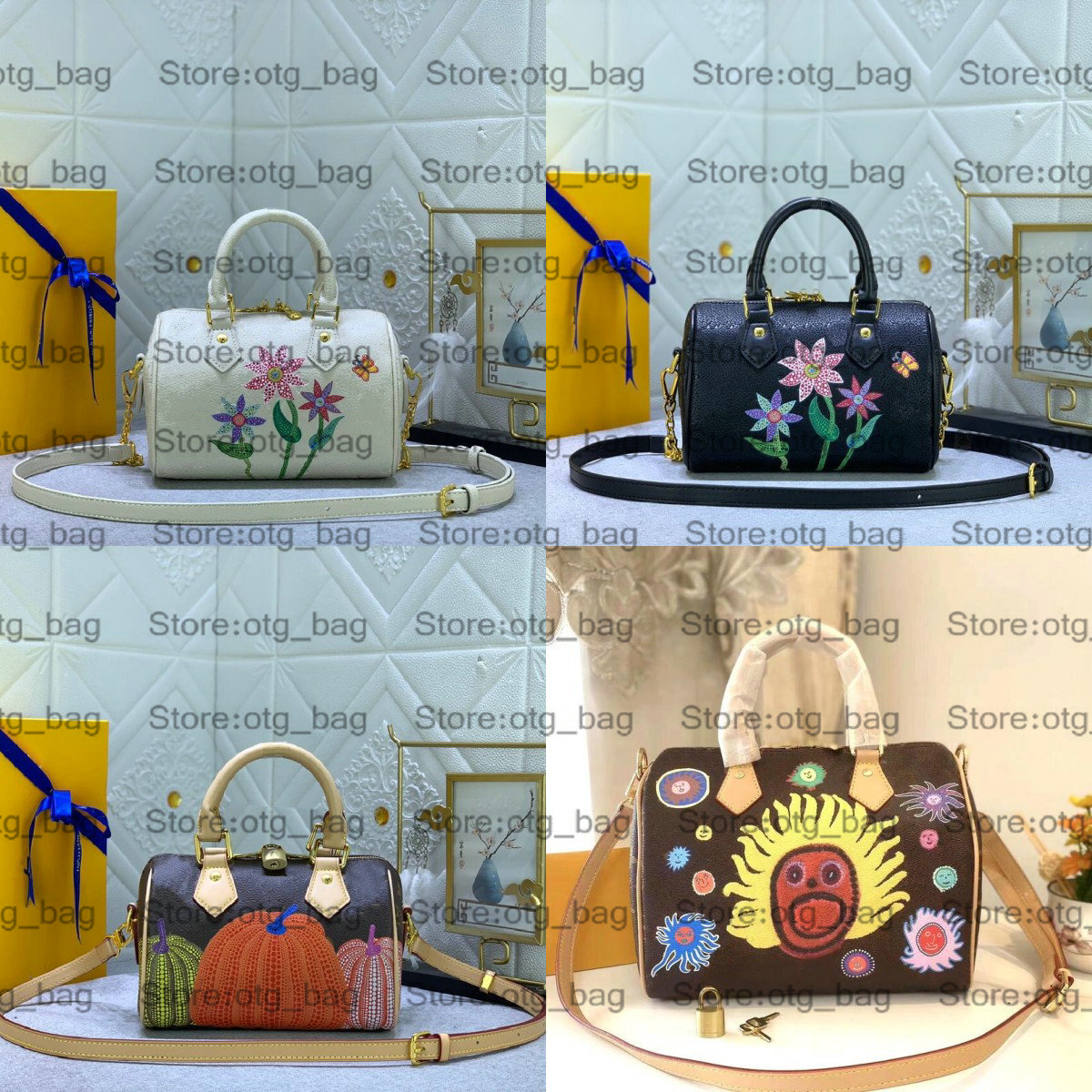 

SPEEDY 16 20 Bag Nano X YK FlOWER FACES Pumpkins OTG Women Designer Cross Body Bags Luxurys Pillow Handbag Vintage Two Handles Shoulder Bags M46397 46575 46426 81979, 2-16 cm