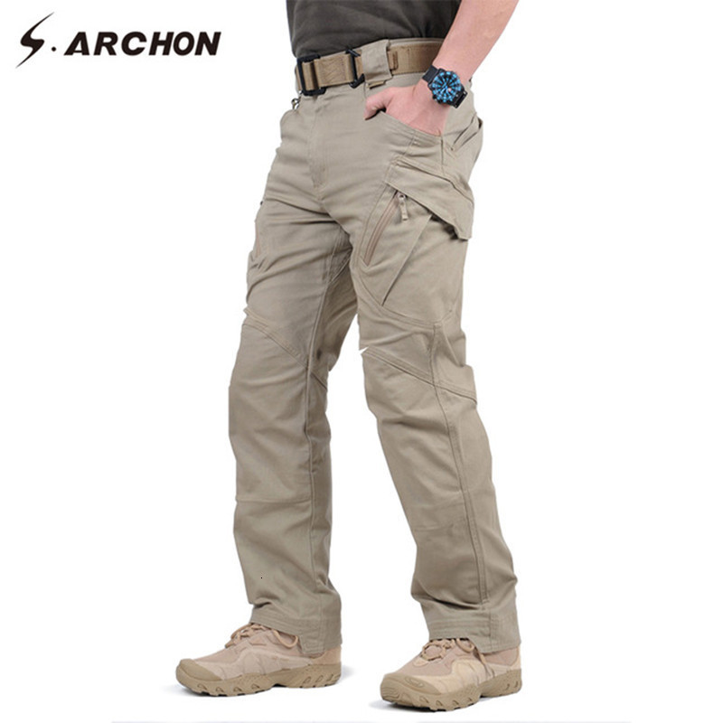 

Mens Pants IX9 97% Cotton Men Military Tactical Cargo Pants Men SWAT Combat Army Trousers Male Casual Many Pockets Stretch Cotton Pants 230413, Brown