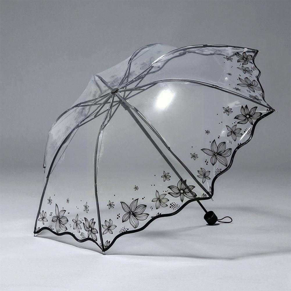 

Umbrellas Women's Transparent Umbrella Folding Summer Clear Umbrella for Rain and Sun Waterproof Woman Umbrellas Free Shipping sombrillas P230413