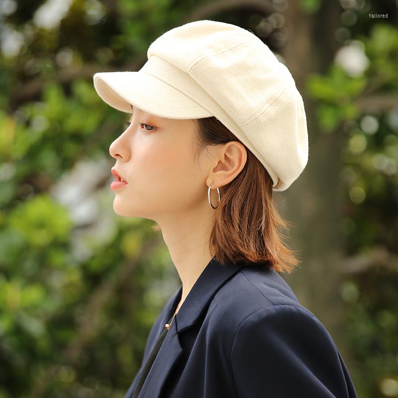 

Berets H3577 Women Beret Hat Cotton Spring Thin Korean Solid Color Cap Men British Retro Simple High Quality Fashion Student Hats, Black