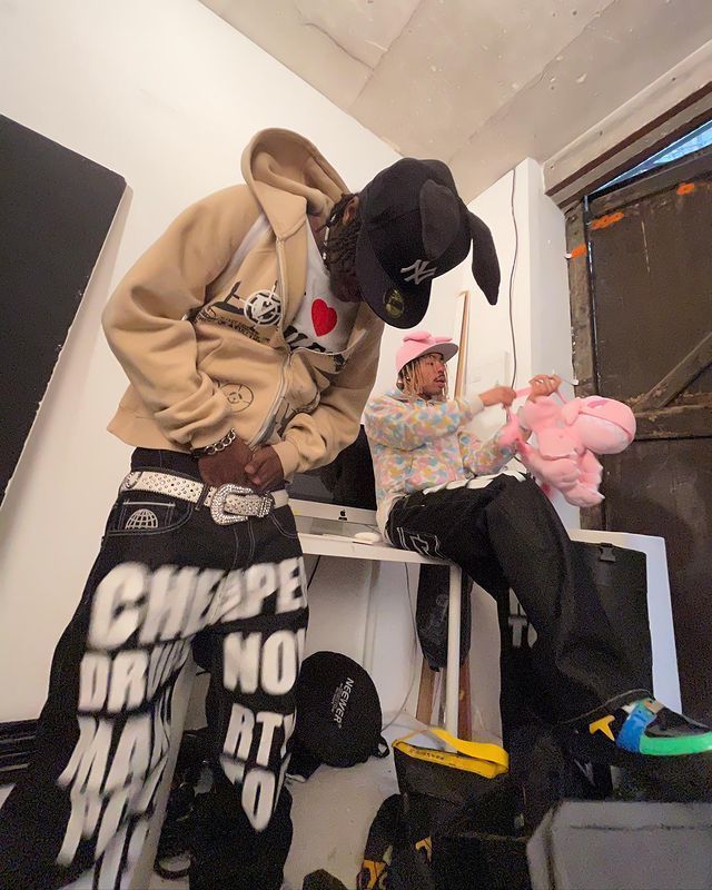 

Mens Pants Gothic Street Trend Big Printed Letters Black Trousers Mens High Waist Zipper Straight Leg Loose Mopping Pants Wide Leg Jeans 230413, Blue