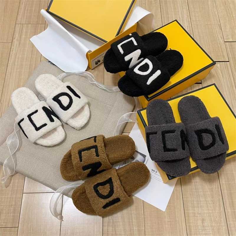 

Long term stocked woolen slippers from women wearing thick soled lamb wool flat lazy, Black