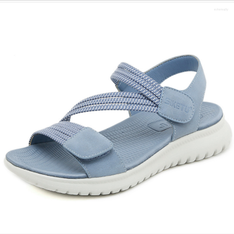 

Sandals Women Designer Plus Size Shoes 42 26cm Flat With Platfrom 4cm Texture Spike Heel Blue Beige Magnetic Eleastic Band Black, Beige 4cm