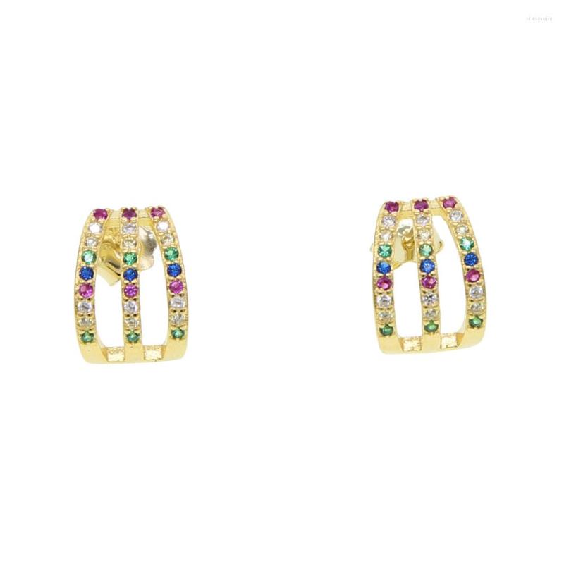 

Stud Earrings Rainbow Colorful Jewelry Fine 925 Sterling Silver Minimal Delicate Earring For Women Girl 2023