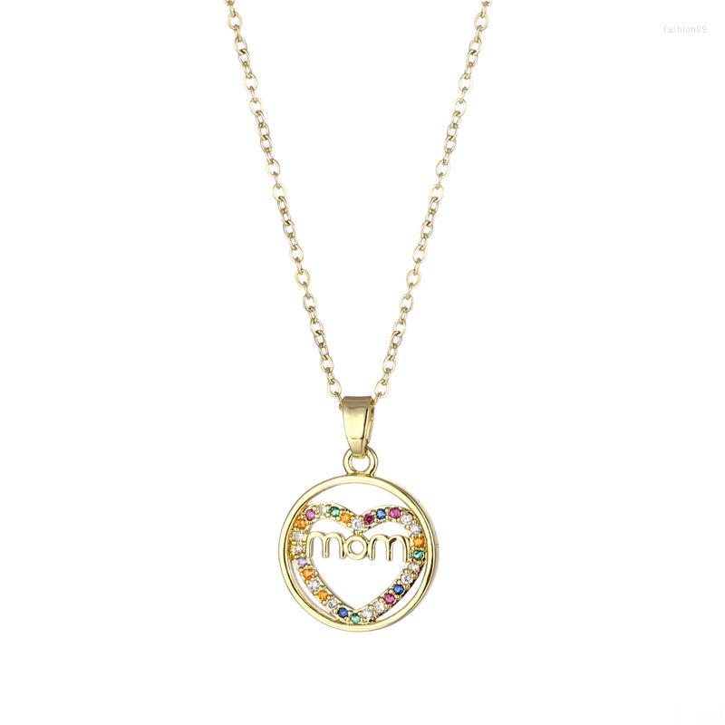 

Chains Mother'S Day Micro Set Zircon Love Necklace For Women'S Stainless Steel Chain Colorful Long Necklaces Man Charm
