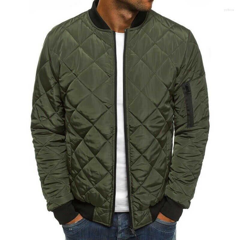 

Men' Down Collar Winter Lightweight Packable Coat Stand Puffer Bomber Jacket Size -2XL, Red