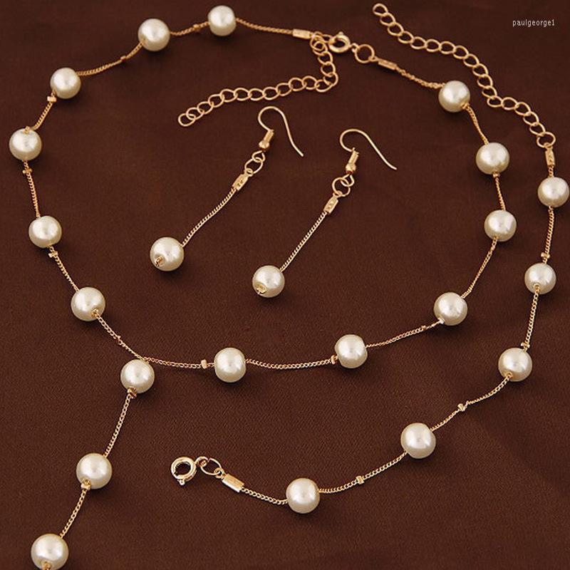

Necklace Earrings Set Fashion Sweet Ol Elegant Pearl Multi-Layer Bracelet Three-Piece Jewelry Dz344, Picture shown