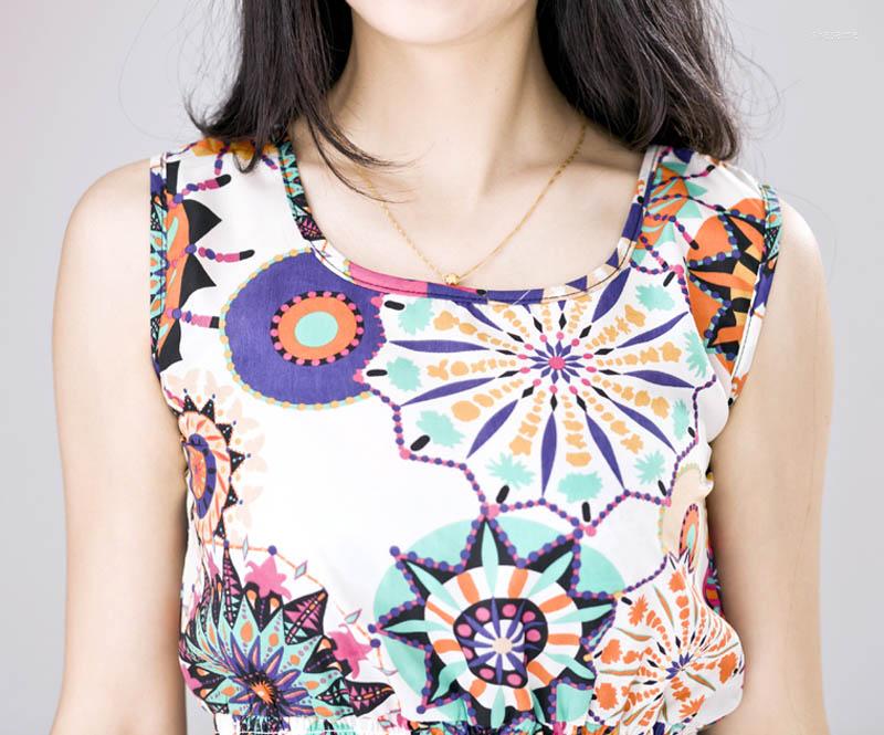 

Casual Dresses Women Summer Sleeveless Sunflower Print Lady Beach Mini Dress, 20