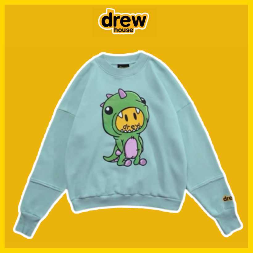 

DrewHouse Smiling Face Yu Shuxin Lu Han Same Style Little Dinosaur Print Couple Fashion Round Neck Sweater Men's Hoodies, Shipping fee