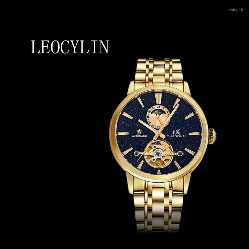 

Wristwatches LEOCYLIN Shanghai Original Automatic Mechanical Watch Sapphire Tourbillon Waterproof Luminous Wristwatch Relogio Masculino