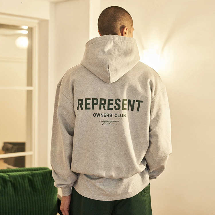 

Men's Hoodies REPRESENT REP Designer fashion Copy rep letter printed Hoodie American high street loose casual versatile couple HOODIE (male), Flower ash