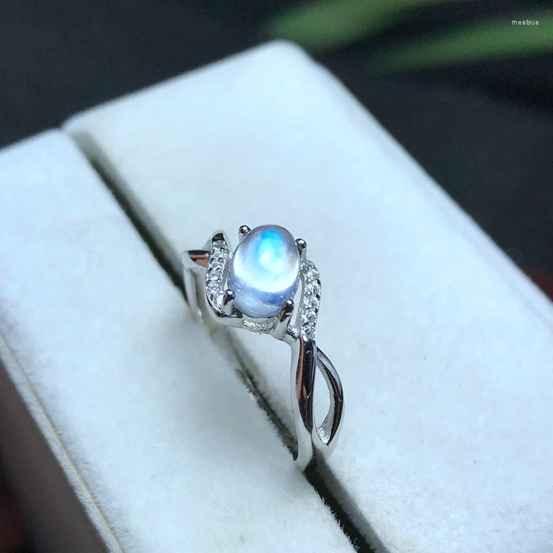 

Cluster Rings Elegant Women Ring Moonstone Gemstone 925 Silver Fine Jewelry Natural Gem Moonlight Birthstone Birthday Party Date Gift