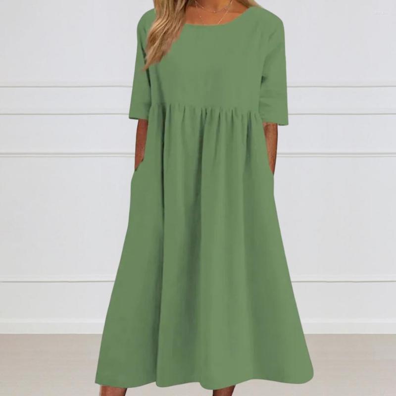 

Casual Dresses Trendy Ladies Dress Loose Nude Color Fashion Flax Summer Beachwear, Blue