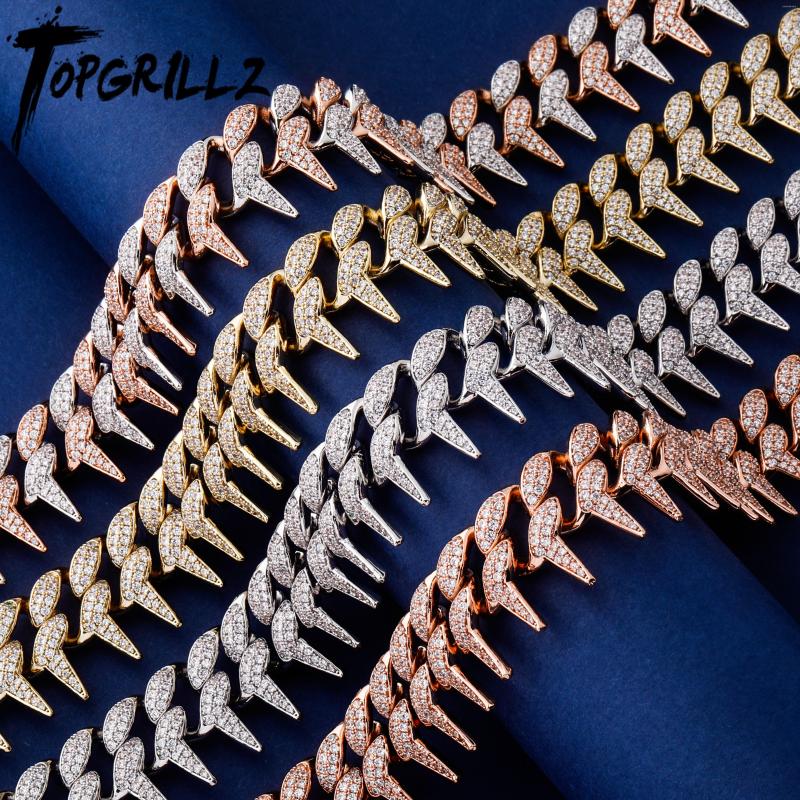 

Chains TOPGRILLZ 25 Mm Box Buckle Thorns Cuban Necklace Out Cubic Zirconia Hip Hop Men Fashion Jewelry