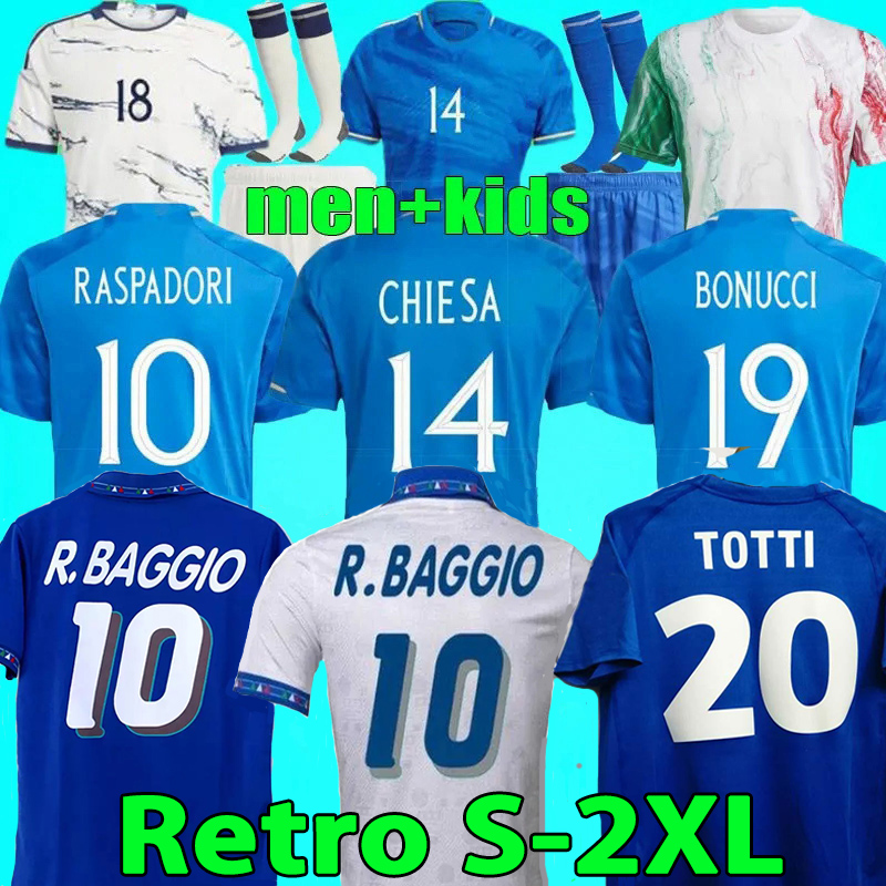 

Italy Soccer Jerseys Retro BAGGIO ROSSI Italia VERRATTI CHIESA 1990 1996 1998 2000 maglie da calcio TOTTI 2023 football Shirt BARELLA PIERO MALDINI BONUCCI kids kit