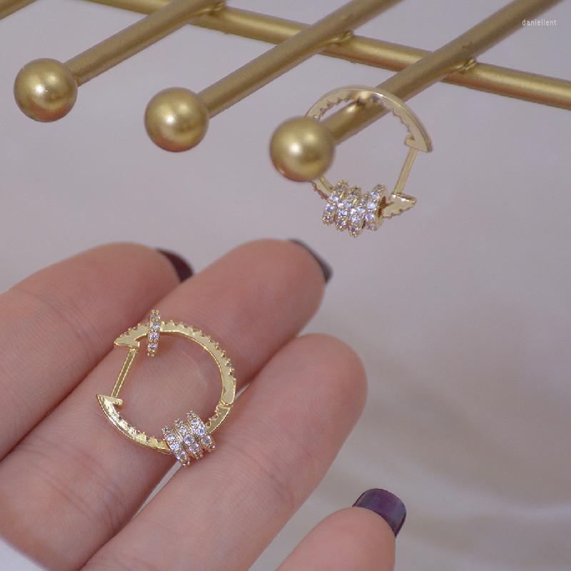 

Hoop Earrings 14K Real Gold Plated Exquisite Luxury Zircon Round Korea Selling Fashion Jewelry Elegant Women's Party Accessories