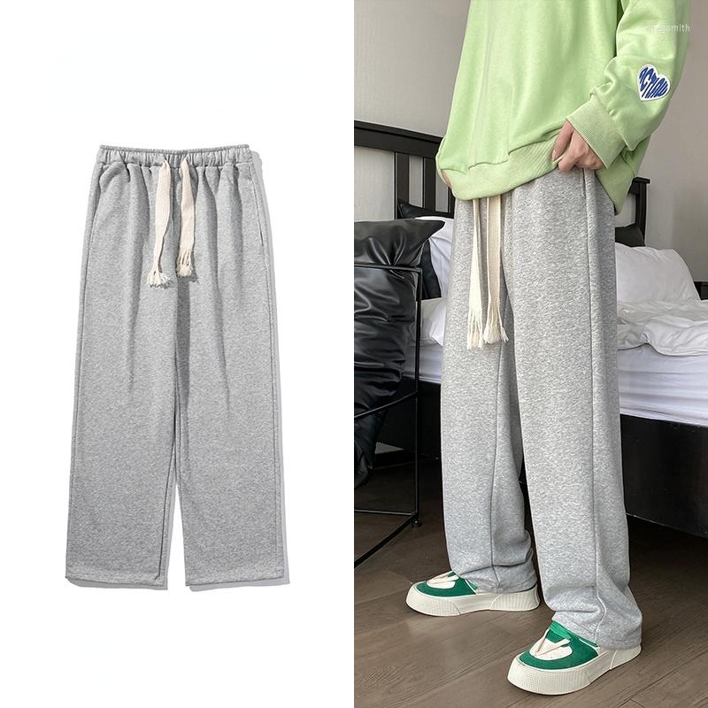 

Men's Pants Spring And Autumn Men's Baggy Fashion Straight Casual Drawstring Lace Up Jogging Sports Street Wear, Black