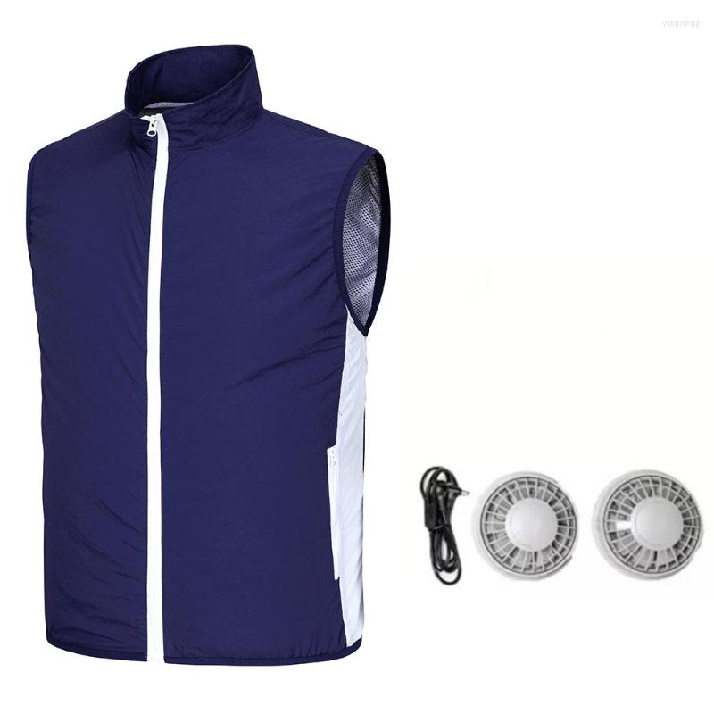 

Men's Vests Summer Fan Cooling Vest Men Women Air Conditioning Cool Coat Outdoor Sun Protection Jacket USB Power Supply Waistcoat, Dblue without fan