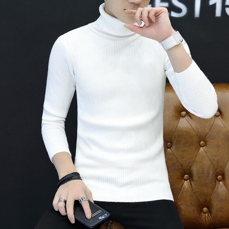 

Men' Sweaters Winter Clothing Pullovers Fashion Autumn High Collar Warm Wool Sweater/ Solid Color Leisure Long Sleeve Sweater Men, Beige