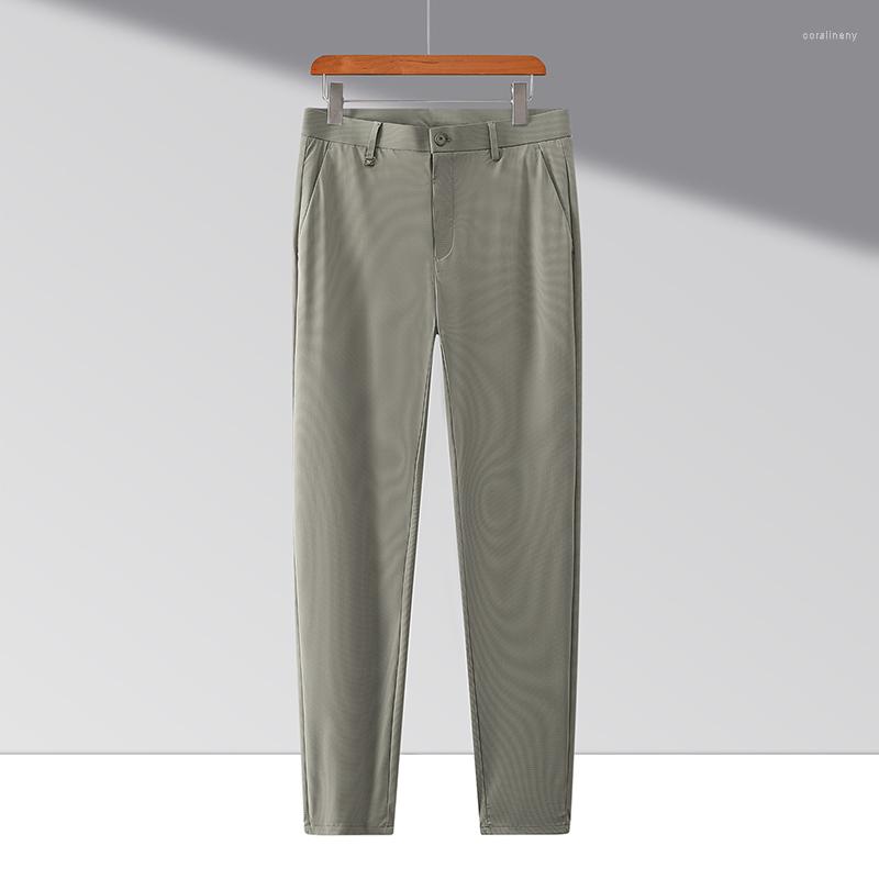 

Men's Pants Spring Summer Casual Men Breathable Elastic Slim Long Fashion Straight Business Trousers Plus Size Male Black Khaki, Dark blue