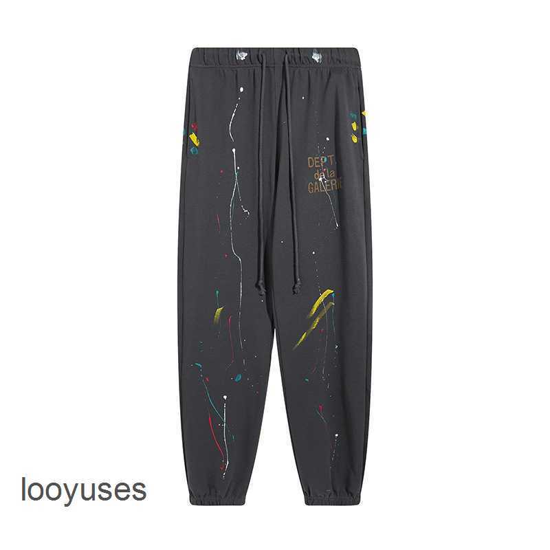 

Galleryes Dept Splash-ink Old Sport Prints Pants Hand-painted Pant Graffiti 2023 Designer Letters Pure Cotton Terry Leggings 2j4s, Black