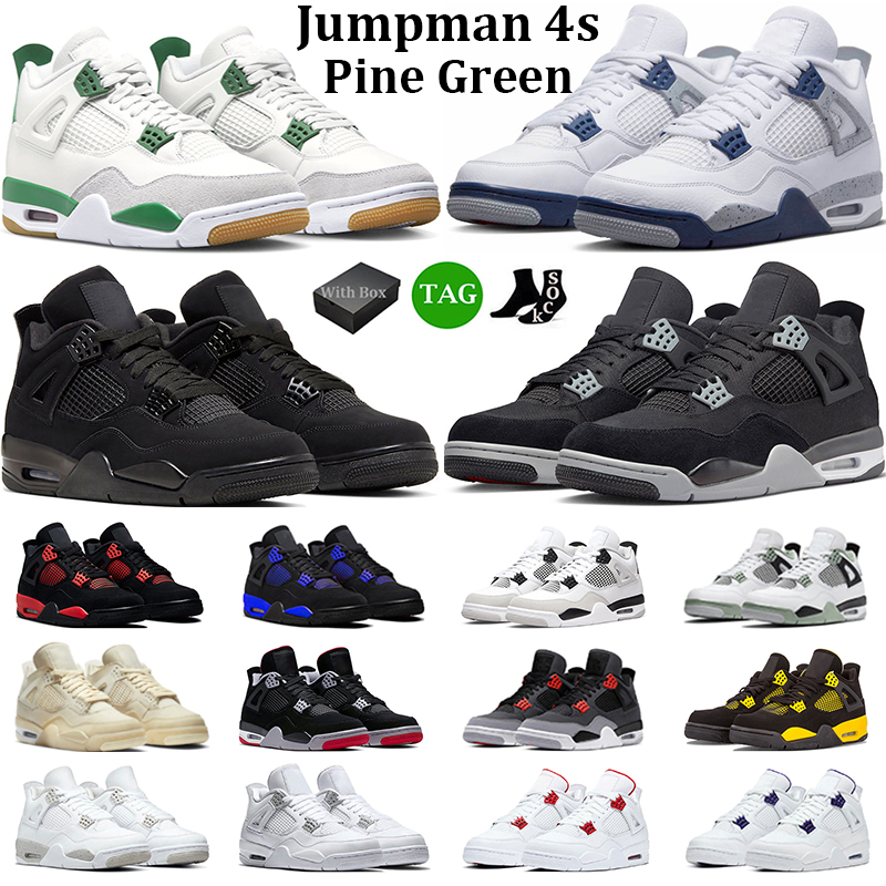 

Men Women Jumpman 4 4s Basketball Shoes Pine Green Black Cat Military Black Seafoam Red Thunder Bred Sail White Oreo Mens Trainers Outdoor Sneakers, #30