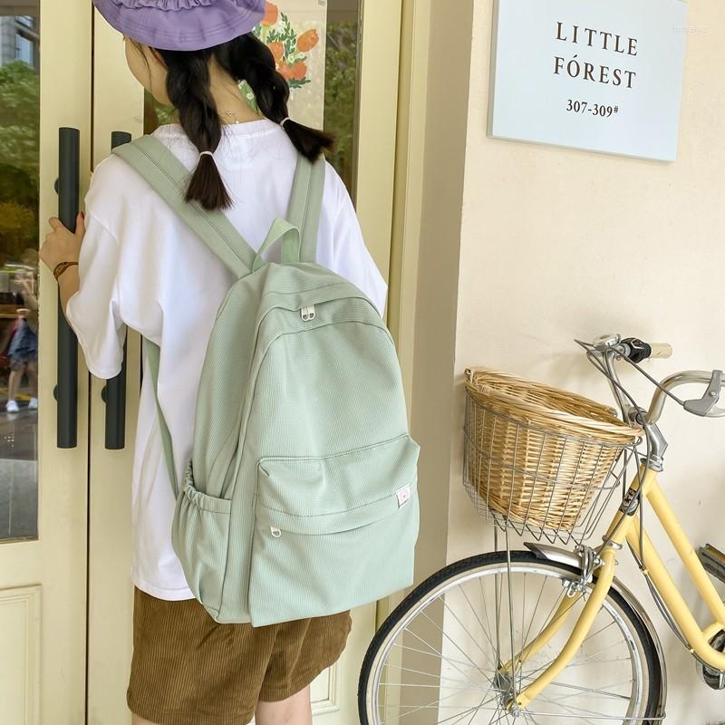 

Backpack Waterproof Women Female Travel Bag Backpacks Schoolbag For Teenage Girls Solid Color Bookbag Mochila, Green 6866