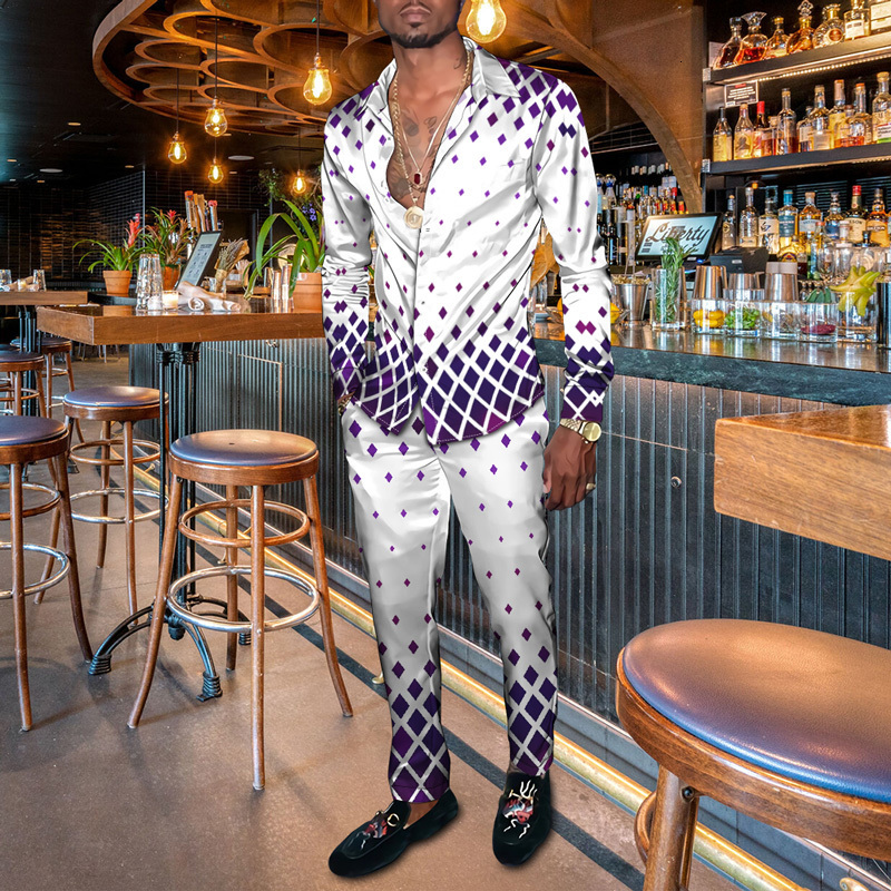 

Men's Tracksuits Autumn Winter Shirt SingleBreasted Cardigan Pants Gradient 3D Print Trousers Same Color Fashionable Multi Style Select 230413, Ttb4-100