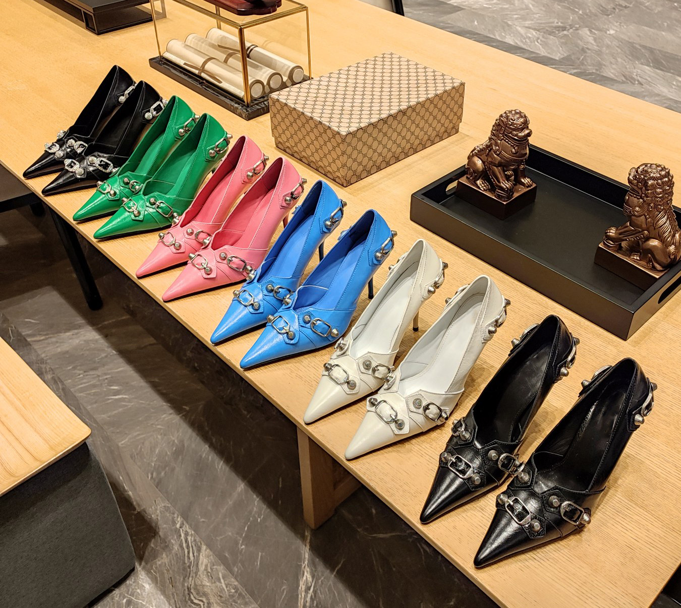 High Quality Patent Leather pumps New Woman Sexy Pointed Toe Stilettos Heels Vintage Metal Buckle Fashion Rivet Buckle Strap Female Single Shoes-image-920627077