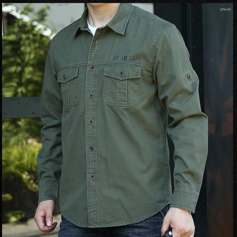 

Men' Casual Shirts Spring Autumn Men' Quick Drying Long Sleeve Shirt Fashion Polo Collar Single Breasted Military Tactical Top, Army green
