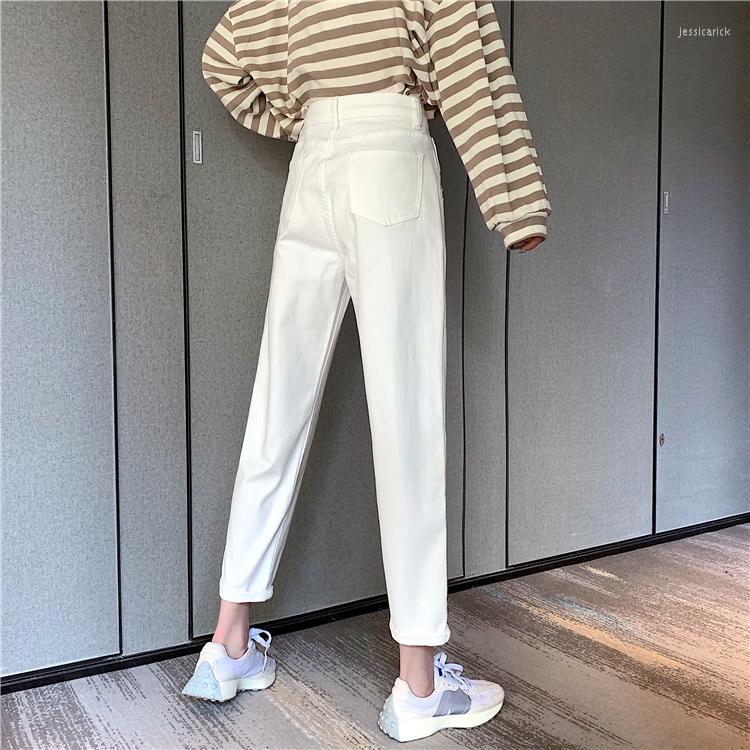 

Women's Jeans N3692 High-waist Slim Straight-leg Loose Cropped Trousers, Blue