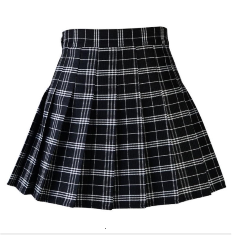 

Skirts Women Casual Plaid Skirt Girls High Waist Pleated A-line Fashion Uniform Skirt With Inner Shorts 230413, Navy blue 2