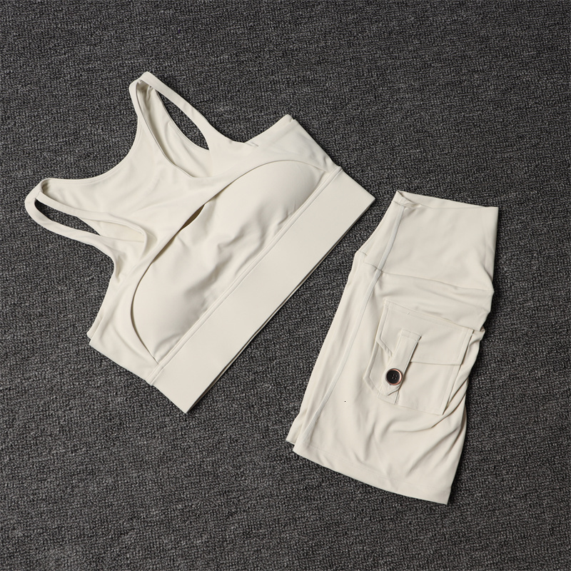 

Women' Tracksuits Women' Tracksuit Shorts Yoga Set With Pocket High Waist Sportswear Bra Fitness Workout Leggings Cycling Gym Shorts Sports Suit 230413, Pink