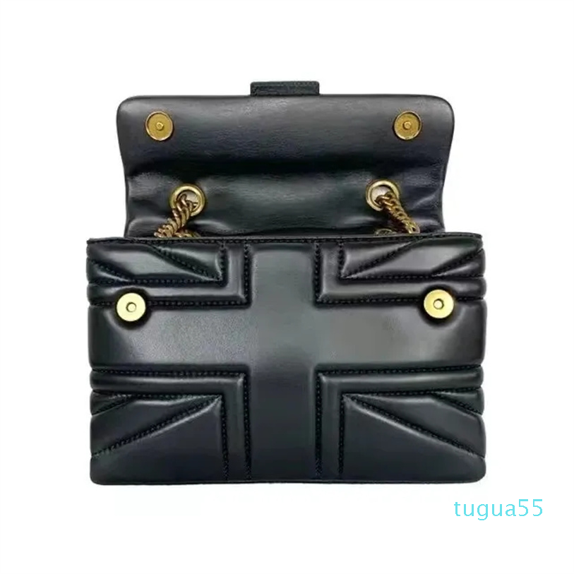 

Black Medium 26cm Cross Body Bags Leather Handbags Clutch Vintage Chains Messenger Bag Leather Tote Handbag, Rhombic pattern