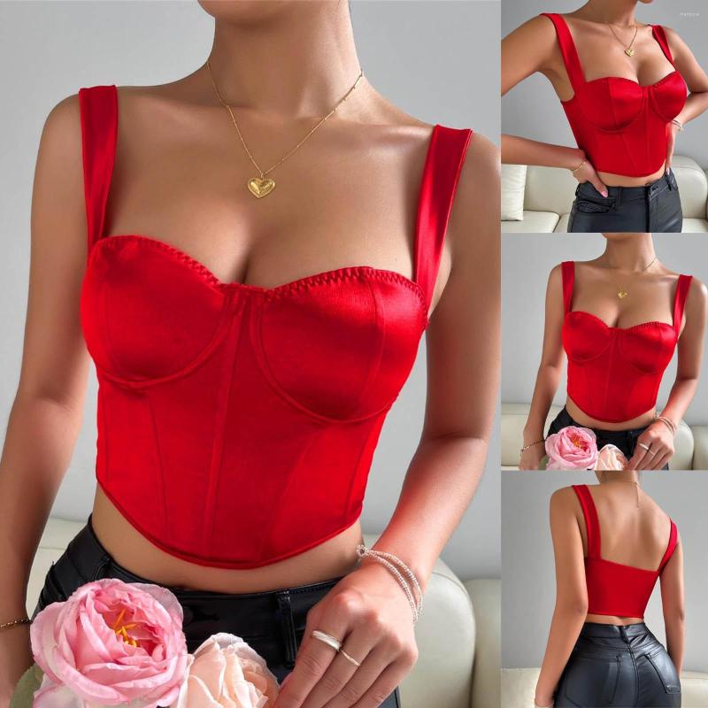 

Camisoles & Tanks Womens Solid Color Sling Steel Ring Sexy Waist Slim Camisole Vest Baggy Top Women Cotton Halter, Black
