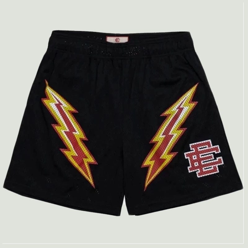 

Mens Shorts Summer EE Casual Shorts Mens Fashion Lightning Printed Quick Dry Mesh Breathable Loose Elastic Waist Fitness Sports Shorts Male 230413, Black 1