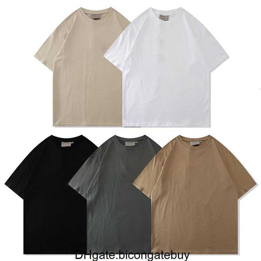 

21ss Designer Tide T Shirts Chest Letter Laminated Print Short Sleeve High Street Loose Oversize Casual T-shirt Cotton Tops for Men Women ess essentail hoody tSWH9, Beige