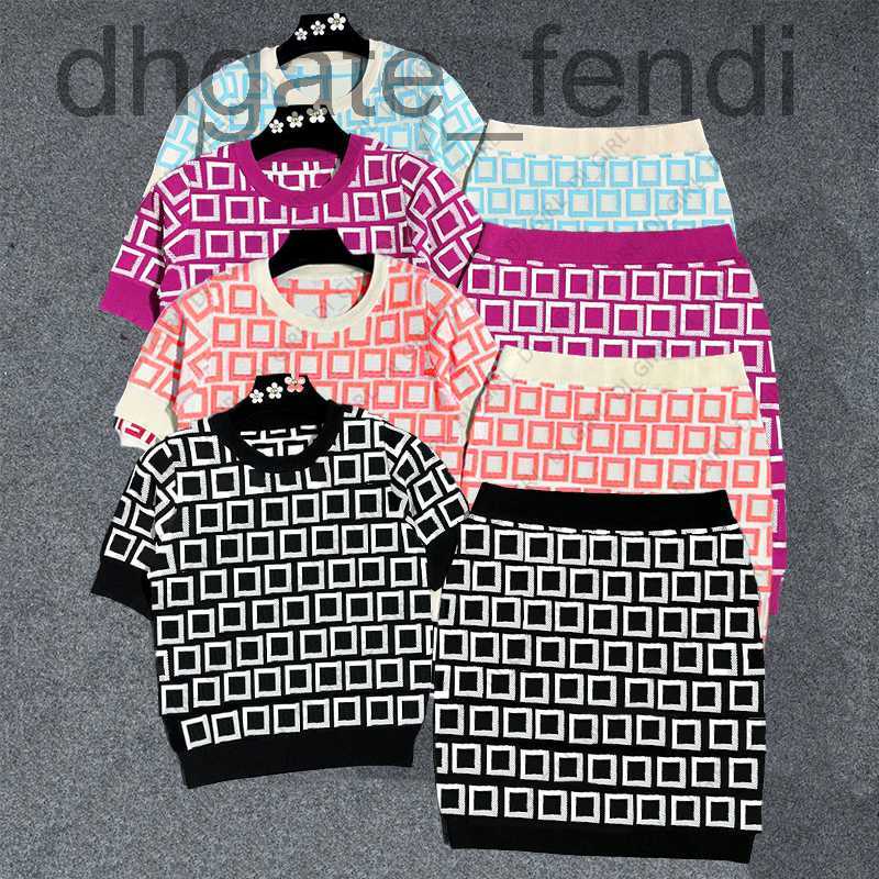 

Two Piece Dress DesignerWomen Dress Designer Two Piece Dresses Full Letter Jacquard Knitted Pullover Top & Half Skirt Fashion Knitted Suit FOMJ, Black