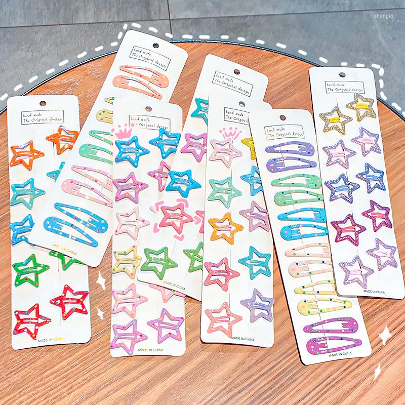 

Hair Accessories 10PCS/Set Girls Cute Colorful Star Waterdrop Shape Hairpins Kids Sweet Ornament Clip Barrettes Fashion, 1-10pcs